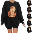 thumbnail image 3 of Chandail en Molleton Citrouille d'Halloween à Col Rond pour Femmes Manches Longues Graphique Mignon Pull Automne Hiver, 3 of 4