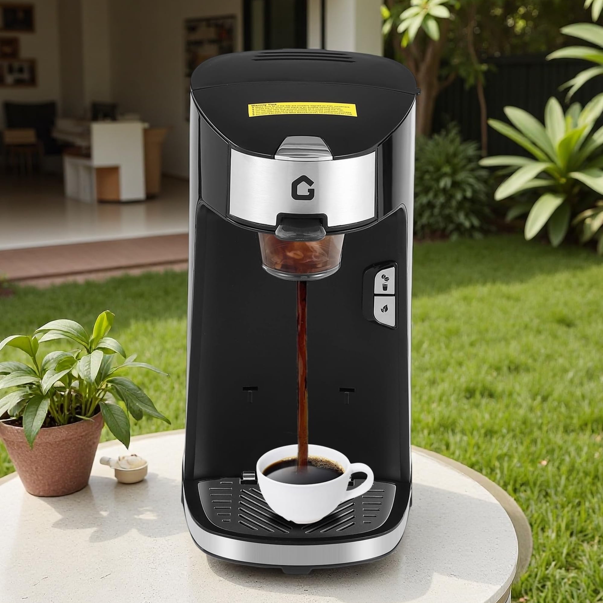 Garvee Single Serve Coffee Maker, One Button Small Coffee Machine with 18.6 Oz Water Tank & 8 to 12 Oz Brew Sizes for K-Cup Pods, Ground Coffee, Black
