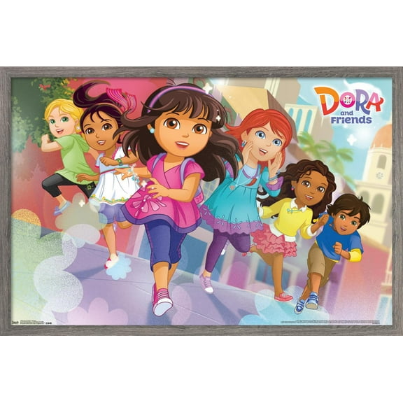 Nickelodeon Dora The Explorer - Running Wall Poster, 14.725" x 22.375", Framed