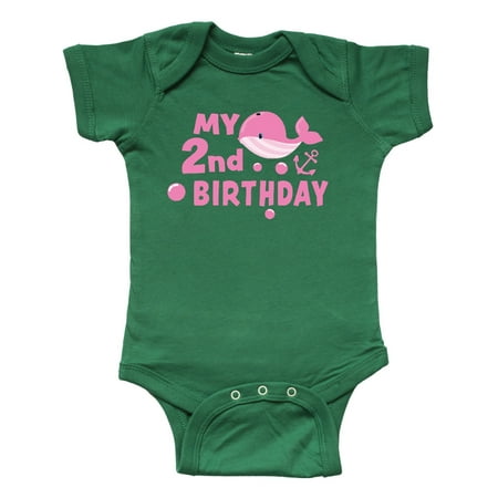

Inktastic Nautical My 2nd Birthday with Pink Whale Gift Baby Boy or Baby Girl Bodysuit
