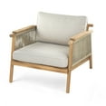 thumbnail image 3 of Christopher Knight Home Boho Outdoor Rope Club Chair with Cushion, Solid Wood Frame, Teak+ Beige, 3 of 13