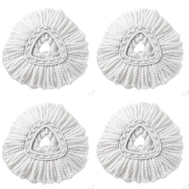 4-Pack White Triangular Microfiber Mop Refills for Vileda Easywring Spin Mop & Bucket System – Washable, Reusable, Wet/Dry Cleaning for Hardwood, Tile, Laminate – Efficient Corner Cleaning, Machine