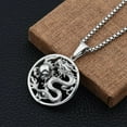 thumbnail image 6 of Men Classic Alloy Round Mental Accessories Auspicious Dragon Pendant Men's Lucky Charm Chinese Style Necklace Dragon Signet Pendant GOLD, 6 of 8