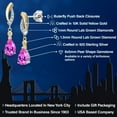 thumbnail image 2 of Gem Stone King 925 Silver and 10K Yellow Gold Pink Created Sapphire and White Lab Grown Diamond Dangle Earrings for Women | 1.98 Cttw | Gemstone September Birthstone | Pear Shape 8X5MM, 2 of 6