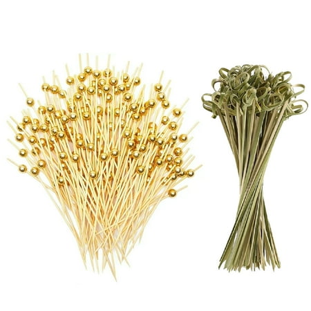 

HLONK 300 PCS 4.7 Inch Cocktail Picks Fancy Cocktail Toothpicks for Appetizers Picks Bamboo Cocktail Skewers for Appetizers Wedding Party Toothpicks Food Picks for Appetizers