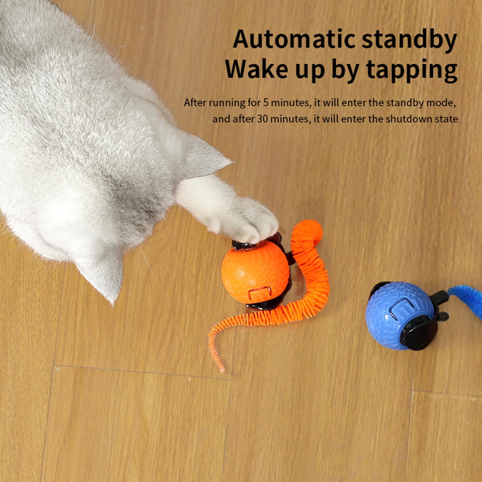 Interactive Cat Ball Toy, 2025 New Cats Ball Toys with Cord Imitation Mouse, Smart Self Rolling Pet Toys for Bored Indoor Adult Cats, Automatic Moving Peppy Pet Balls