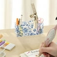 thumbnail image 7 of Pen Holder 4 Compartments Acrylic Pencil Cup Desktop Makeup Organizer Office Supplies Blue and White Porcelain Floral, 7 of 7
