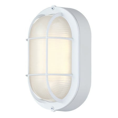Industrial LED Outdoor Light Fixture Wall Mount with Ellipse Frosted Glass Shade, Dimmable, 3000K, 500 Lumens