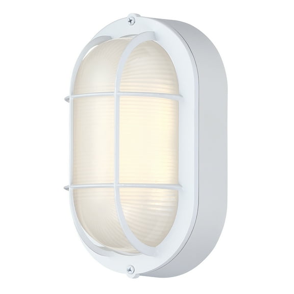 Industrial LED Outdoor Light Fixture Wall Mount with Ellipse Frosted Glass Shade, Dimmable, 3000K, 500 Lumens
