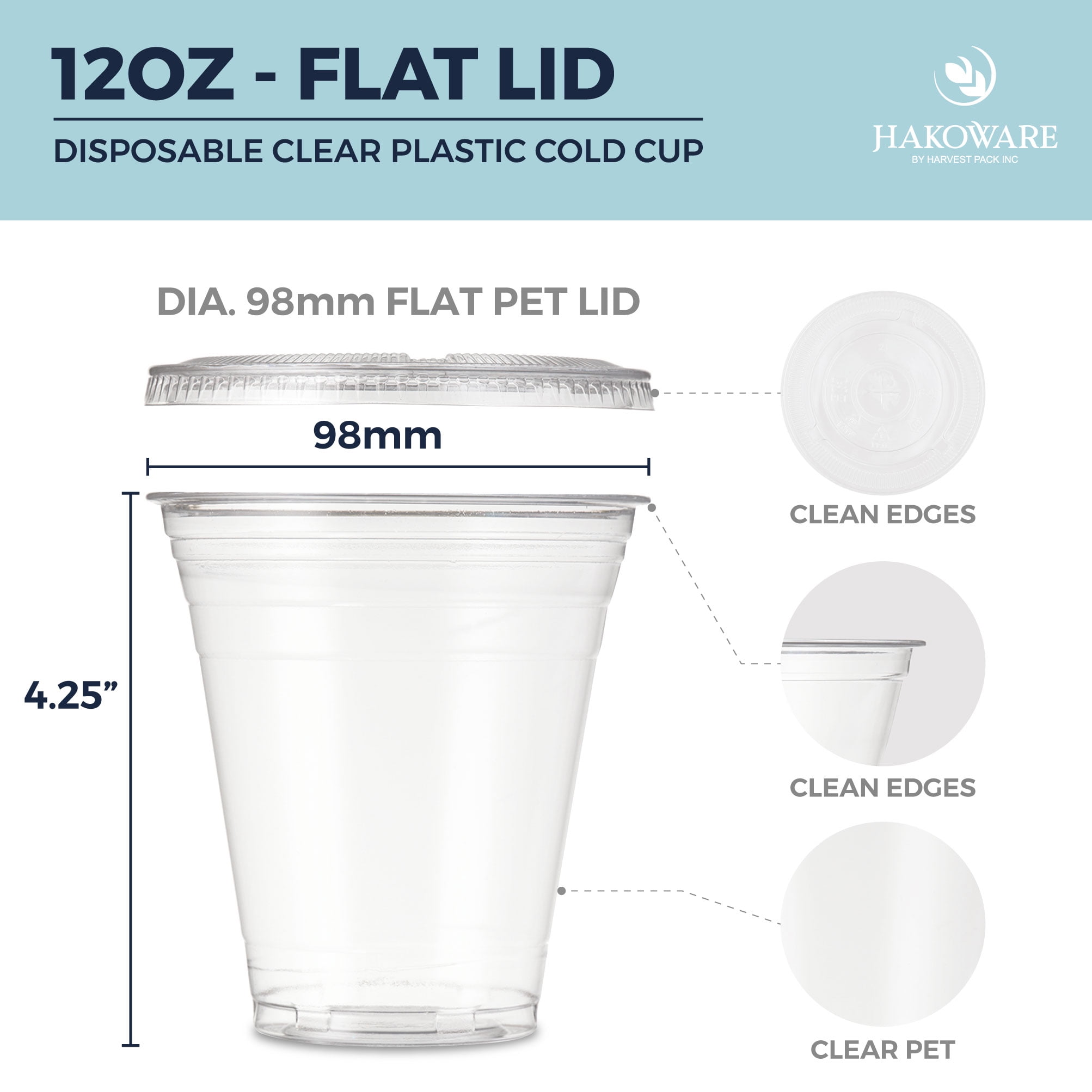 [50 Pack] 12 oz Clear Plastic Cups with Flat Lids, Disposable Iced Coffee  Cups, BPA Free Premium Cry…See more [50 Pack] 12 oz Clear Plastic Cups with