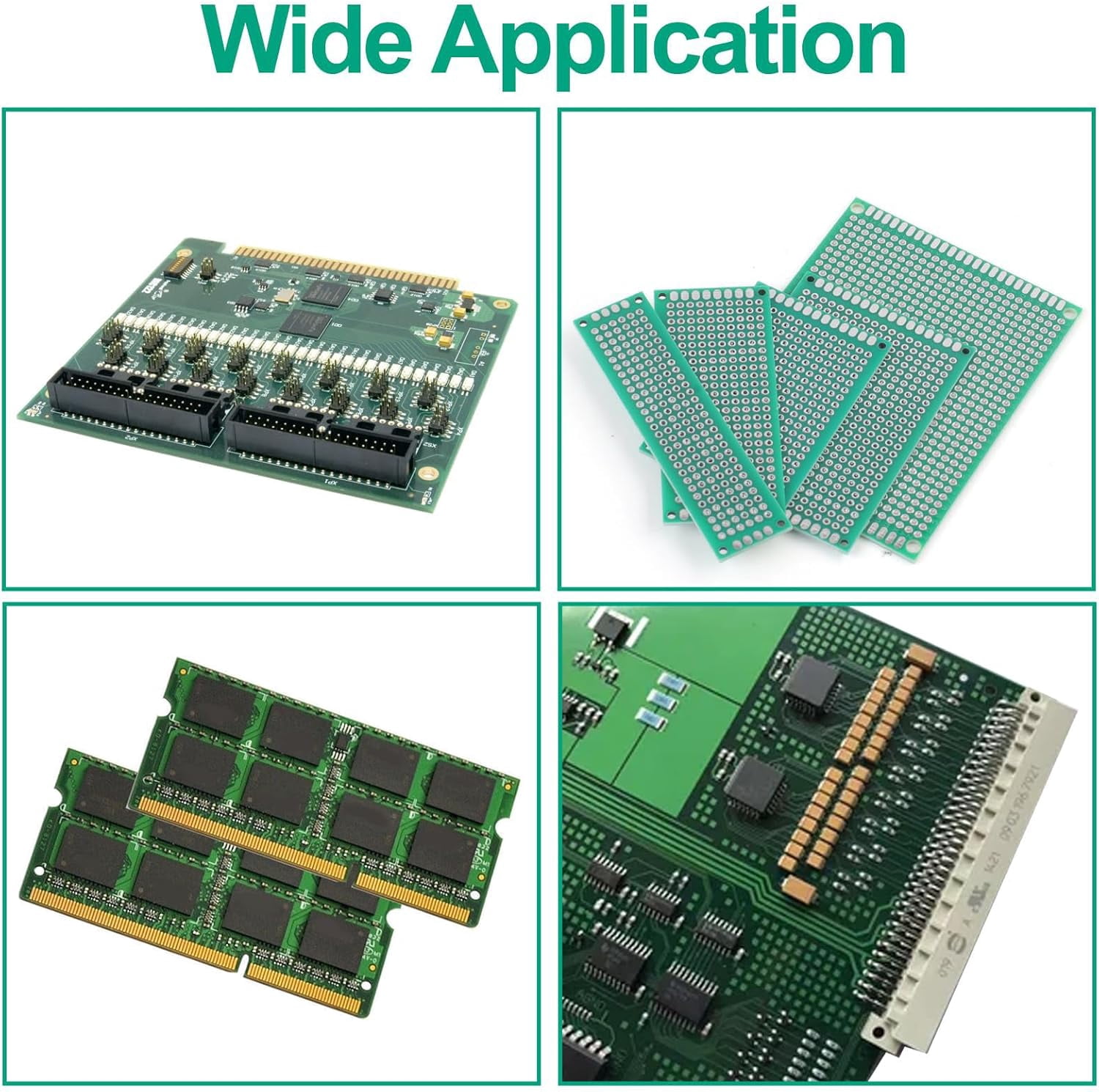 64 pieces green board - double-sided circuit and experimental board, with 5 sizes, suitable for electronics, compatible with breadboard and soldering projects