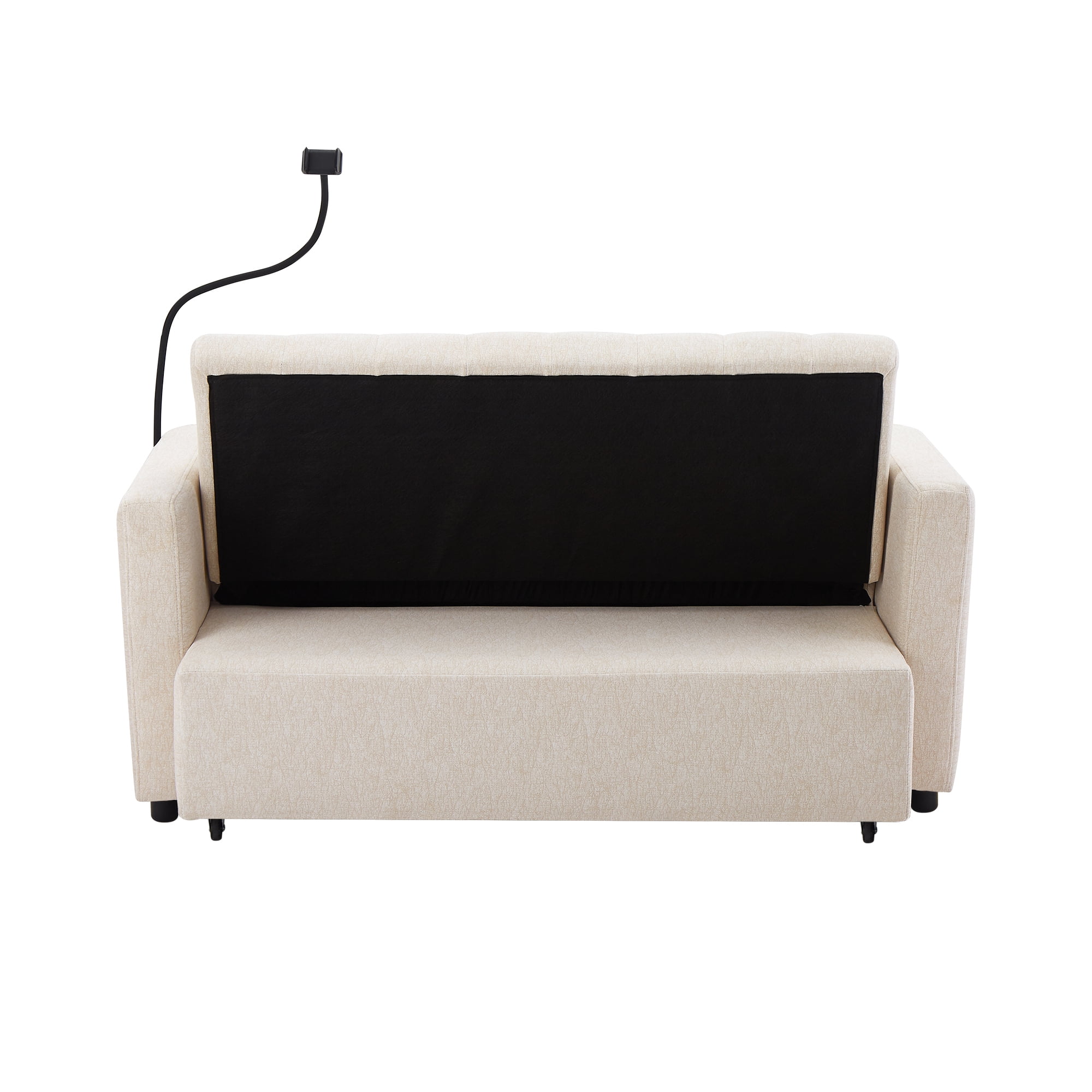 EUROCO 1100LBS Queen Pull Out Sofa Bed, 55.9" Convertible Sleeper Loveseat with 3 USB Ports, 2 Side Pockets,2 Cup Holders and 360°Swivel Phone Holder,Modern Loveseat Sofa for Living Room