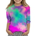 thumbnail image 2 of MKOSPLRT Funny Tops for Girl Boy Toddler 3/4 Sleeve Tie Dye Shirts Crew Neck Trendy T Shirts Lightweight Going Out Tees 3-11 Years, 2 of 5