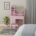 thumbnail image 2 of Vanity Set with Mirror Modern Storage Makeup Dressing Table with 5 Drawers Pink, 2 of 6