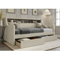 thumbnail image 2 of Home Design Brianna Twin Daybed with Upholstered Frame, Nailhead Trim, Built-In Storage with Two Drawers, Stylish Seating and Sleeping Solution, Beige, 2 of 4