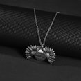 thumbnail image 3 of Collar de girasol (plata), colgante grabado que se puede abrir, collar creativo de moda, regalo de pareja de joyería versátil JM, 3 of 5