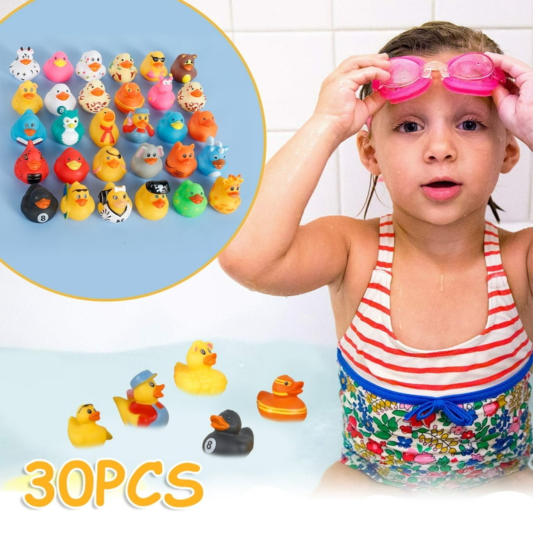 SmartYeen 30pcs Rubber Ducks Bath Toys for Toddlers 1-3,Assorted Duckies Bathtime Soft Baby Pool Toys Birthday Gifts