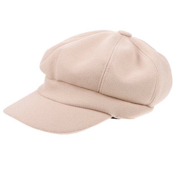 EeaseMX Boina de lana octogonal con visera, elegante y cálida, para otoño e invierno, para mujeres y niñas (beige)