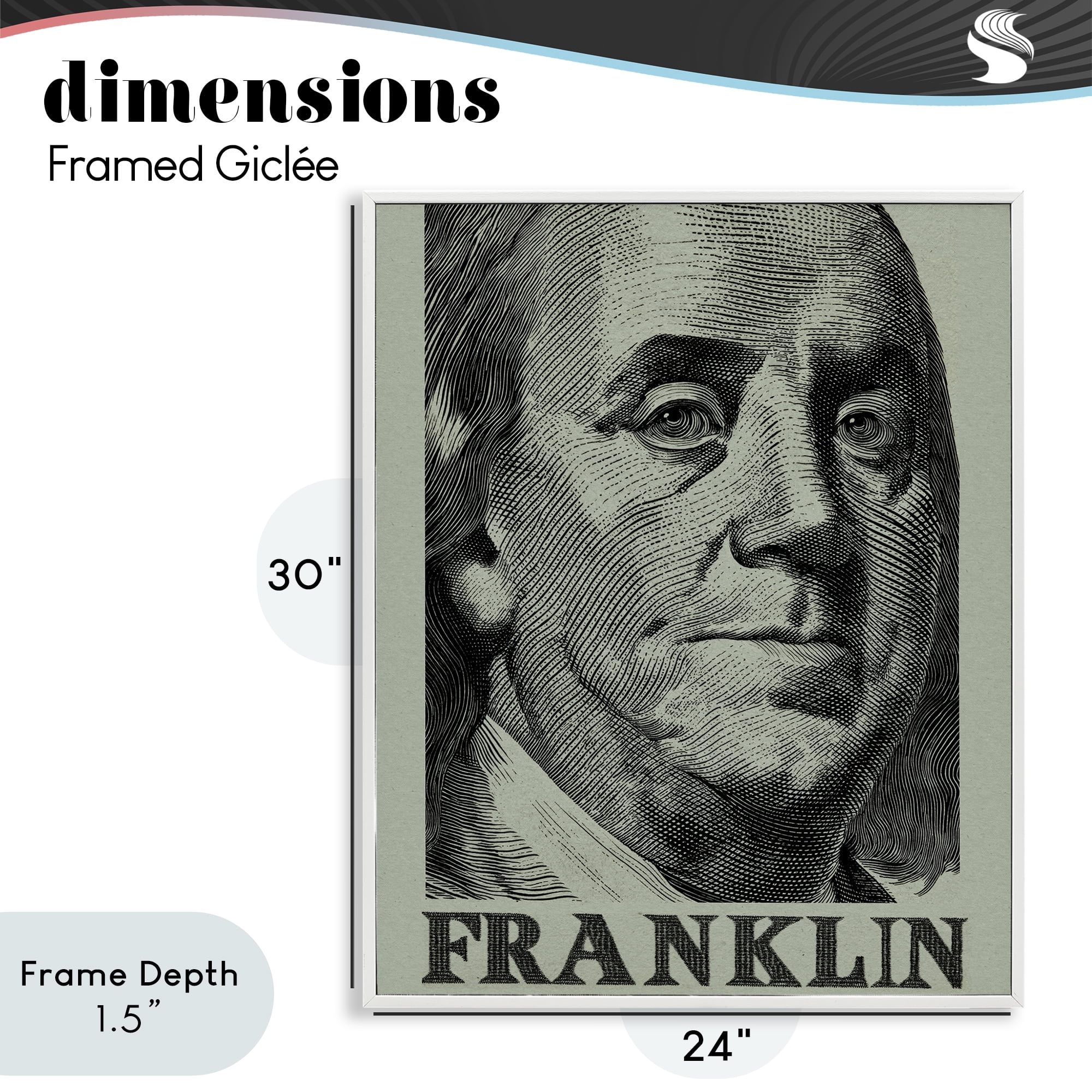 Stupell Industries Franklin's Influence Portrait White Framed Giclee Art, design by Svetlana Aleynikova