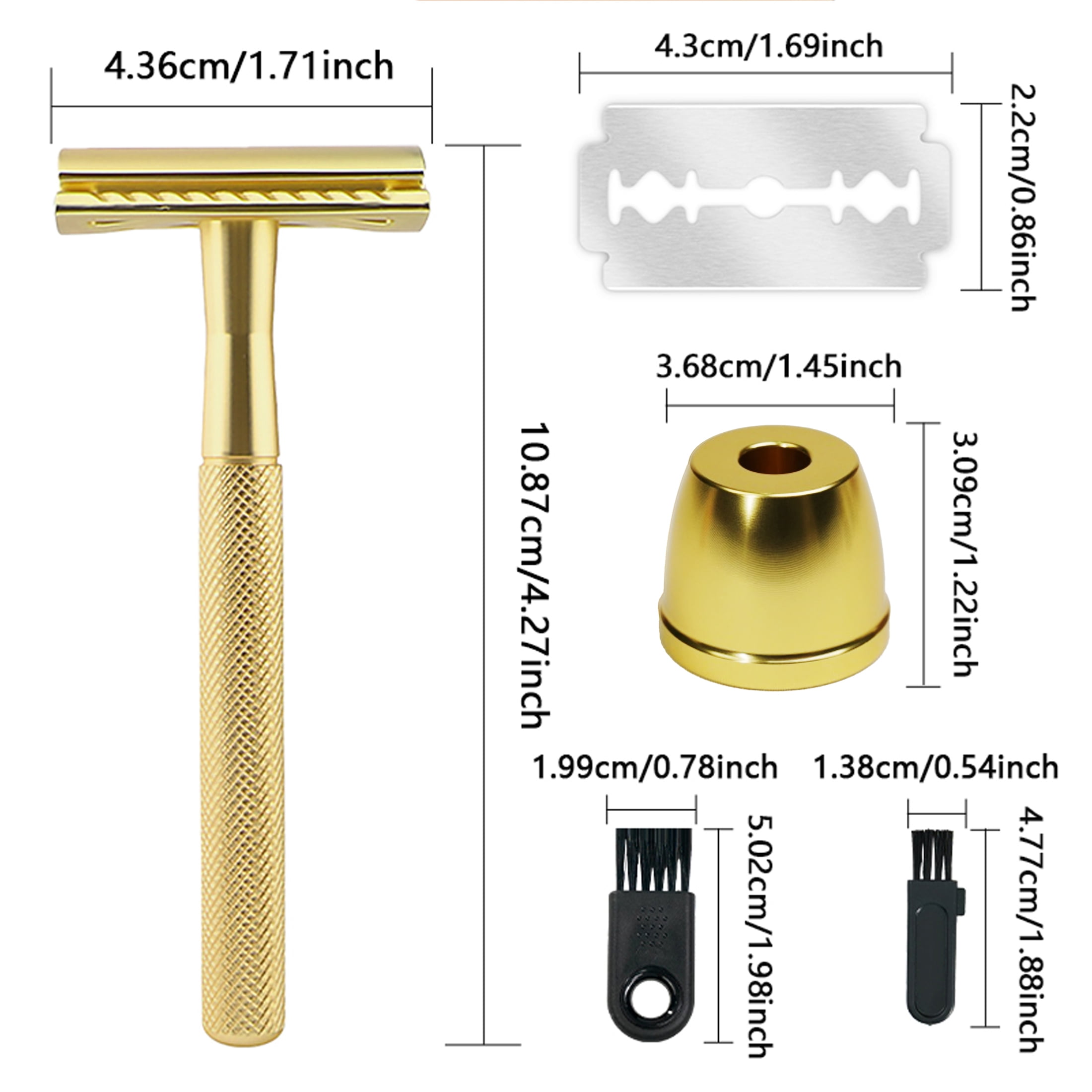 Waysh Elegant Wet Shave Weighted Handle Razor Kit with Matching Stand, Gold