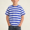 thumbnail image 2 of Guluxicc Boys Striped T Shirts Kids Toddler Fashion Crewneck Short Sleeve Loose Summer Tees Tops 1-14 Year, 2 of 7