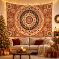 thumbnail image 3 of Terracotta Star Medallion Pattern Tapestry Wall Hanging, 3 of 7