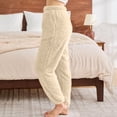 thumbnail image 4 of jtjvou Womens Fleece Pajama Pants, Winter Warm Fuzzy Lounge Bottoms Long Soft Plush Fluffy Pj Pants with Pockets Beige XXL, 4 of 7