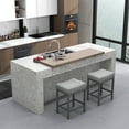 thumbnail image 4 of Costway 24.5" Bar Stool Set of 2 with Solid Rubber Wood Frame Humanized Footrest Kitchen Gray, 4 of 8