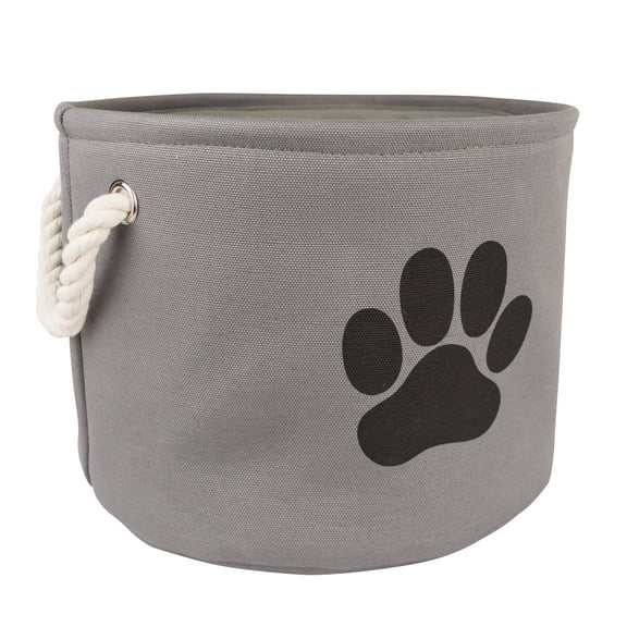 Polyester Pet Bin Paw Gray Round Small
