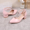 thumbnail image 5 of ITSAME Girls Dress Shoes, Low Block Heel Ankle Strap Closed Toe Fashion Wedding Party Heel Sandals Pink 2.5(Big Kids), 5 of 5