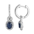 thumbnail image 2 of 10k White Gold Sapphire & 1/4 Carat T.W. Diamond Drop Earrings, 2 of 2