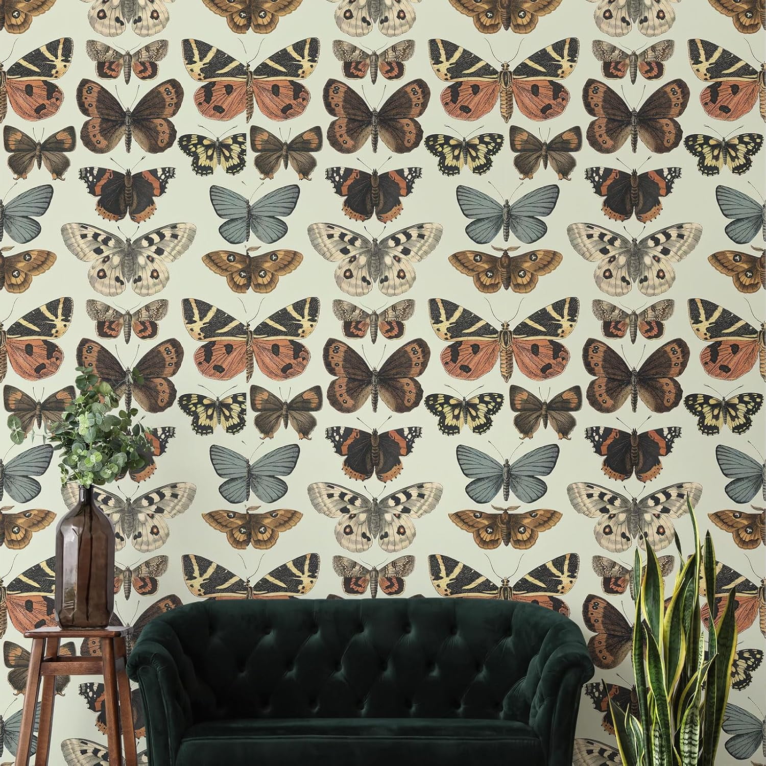 Vintage butterfly wallpaper detail