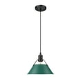 thumbnail image 2 of Yep by Golden Lighting Orwell 1-light 10in Pendant in Matte Black and Pine Green shade, 2 of 6