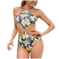 thumbnail image 2 of Women Swimwear Beachwear One-shoulder Solid Hollow 1 Piece Bikini Swimsuit Bathing Suit Party Beach Up to 65% off, 2 of 6