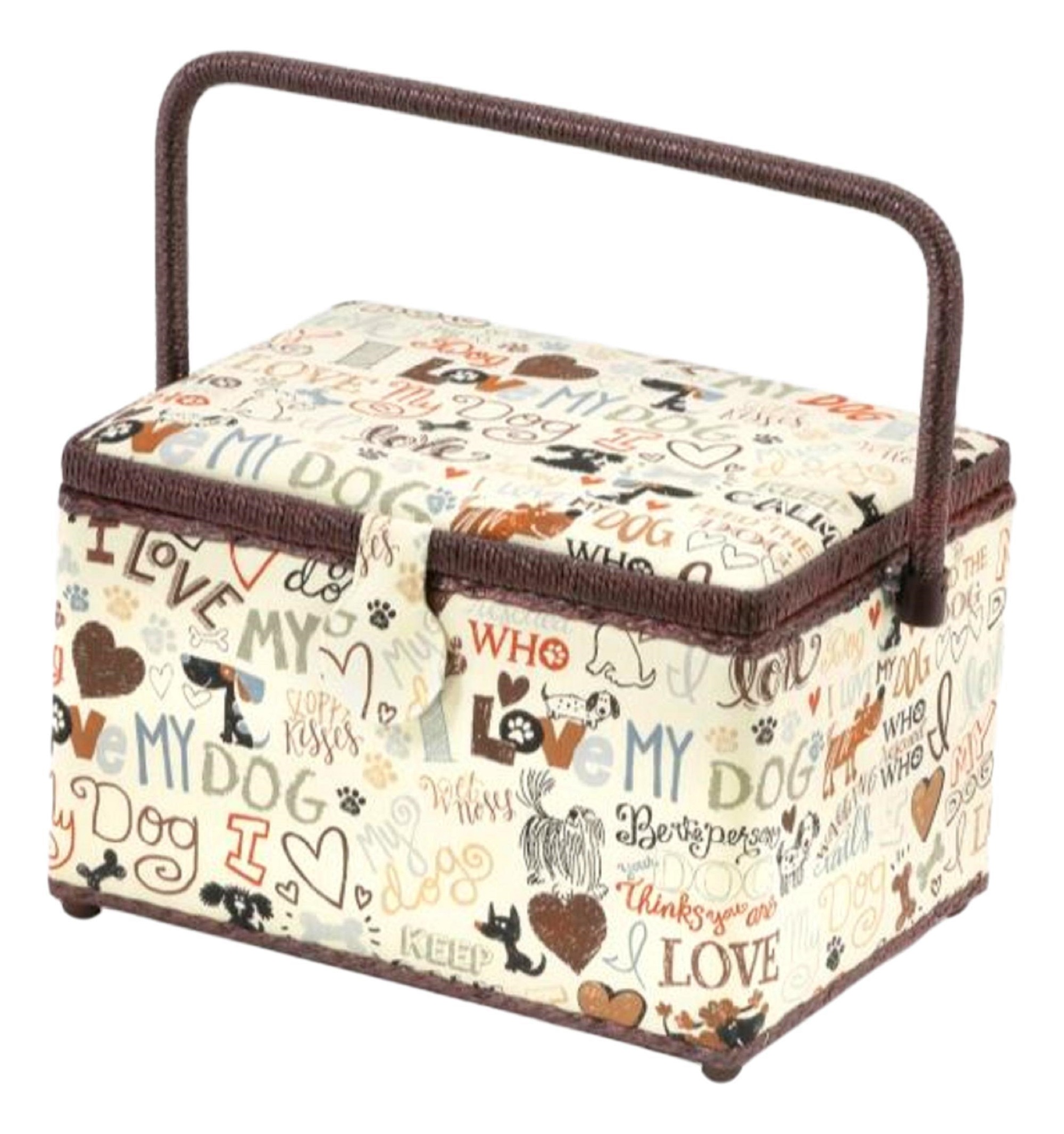 Sewing Basket Large Size Dog Pet Lover Pattern Sewing Box with Tray