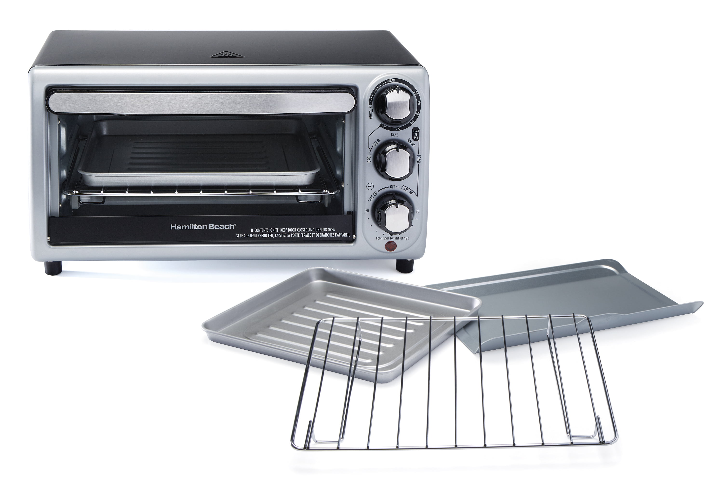 Hamilton Beach 2 in 1 1450 W 4-Slice Silver Toaster Oven with 2-Slice  Toaster Slots 31156G - The Home Depot