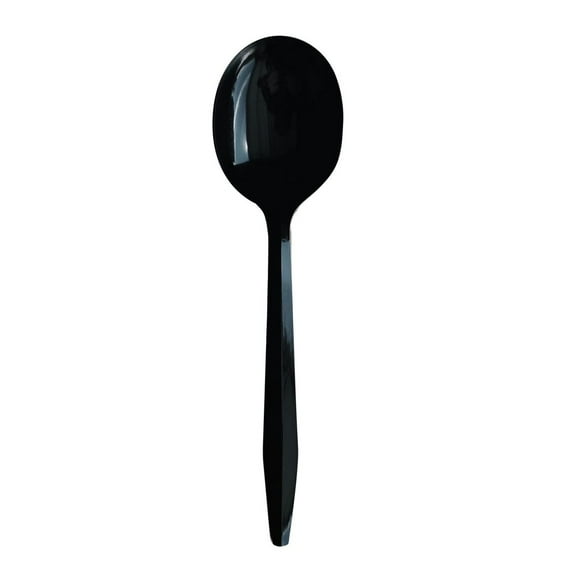 Boardwalk BWKSOUPBLHVY Heavyweight Polypropylene Soup Spoon Cutlery - Black (1000/Carton)