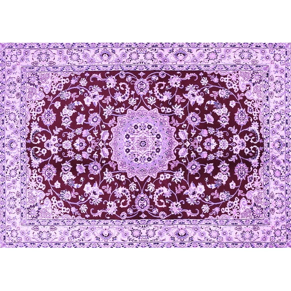 Ahgly Company Indoor Rectangle Medallion Purple Traditional Area Rugs, 5' x 8'