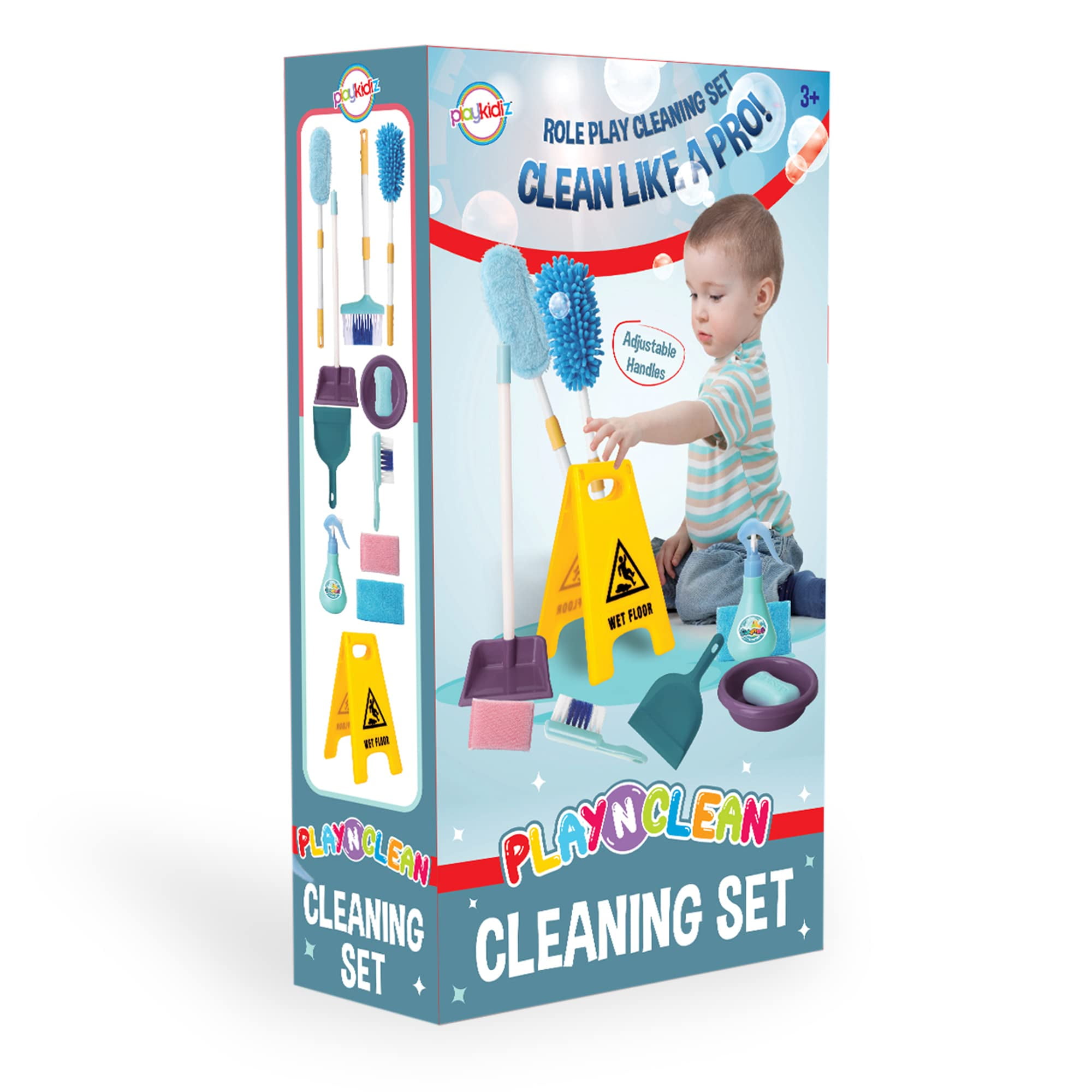 Playkidz Cleaning Caddy Set, 10Pcs Includes Spray, Sponge, Squeegee, Brush,  Organizer Caddy - Play Helper Realistic Housekeeping Set, Recommended for  Ages 3+ - Toys 4 U