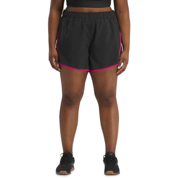 Reebok Womens Regular fit Athletic Woven Shorts 1X Black Solid