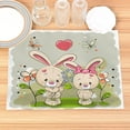 thumbnail image 4 of Easter Bunny Pattern Placemat Cotton Linen Fabric Table Mats Family Dinner Tableware Kitchen Table Mat, 4 of 7