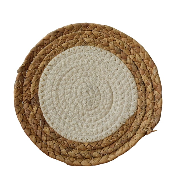 Matsuzay Tapete de redondo, posavasos, mantel Individual de aislamiento tejido de paja, decoración de escritorio de cocina de estilo nórdico de Mostrada Linea blanca 15cm Matsuzay HA083315-01