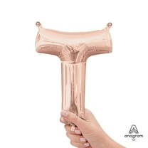 16 inch Letter T - Anagram - Rose Gold (Air-Fill Only) Foil Mylar Balloon - Party Supplies Decorations