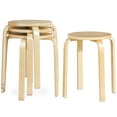 thumbnail image 1 of Patiojoy 4-set Stacking Stool Birch Natural Wood 18" Round Dining Chair Backless, 1 of 6