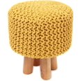 thumbnail image 3 of REDEARTH Foot Stool -Handmade Cable Knitted Wooden 4 Legs Footrest for Living Room, Bedroom, Nursery, kidsroom, Patio, Gym 100% Cotton (16"x14"x14", Mustard), 3 of 9