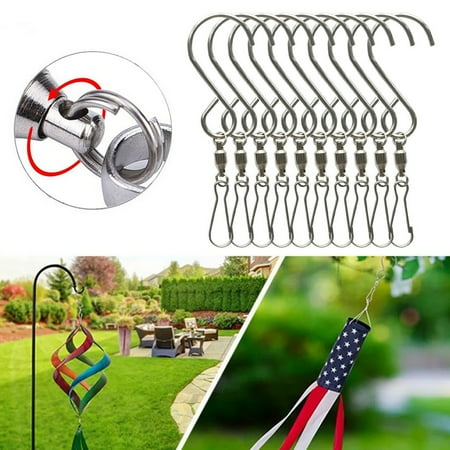 

Djadtgl Stainless Steel Wind Chime Rotating Hook Indoor And Outdoor 306 Bearing Rotating Small Flower Basket Hook 10PC