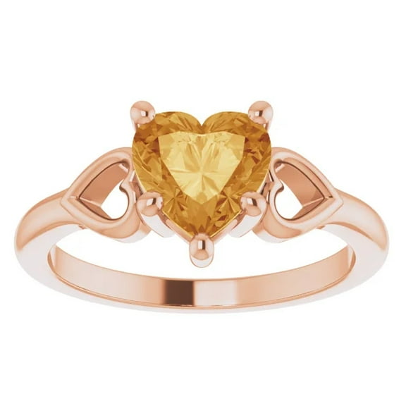 Pompeii 7mm Citrine Women's Heart Ring in 14k Gold 5.5mm Tall (,)