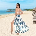 thumbnail image 6 of FORMRS Womens Long Sarong Beach Wrap Semi-Sheer Bikini Skirt Bathing Swimsuit Cover Up, Green Geometric Pattern, 6 of 7