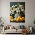 thumbnail image 6 of Mudket White Flower and Lemon Canvas Wall Art, Rustic Floral Kitchen Wall Decor, Vintage Fruit and Flower Pictures for Dining Room, Framed Ready to Hang - 12"L x 8"W, 6 of 10