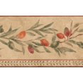 thumbnail image 1 of Baies d'Orange Rouge sur Vigne Fond d'Écran Beige Verdâtre Bord Design Rétro, Rouleau 15' x 5,25'', 1 of 3